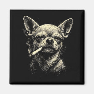 Hund raucht Zigarette Chihuahua Meme Illustration Magnet