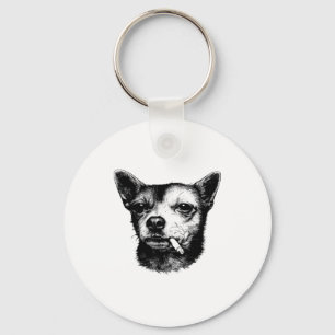 Hund raucht Zigarette Chihuahua Meme Schlüsselanhänger