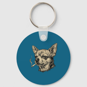 Hund raucht Zigarette Chihuahua Meme Schlüsselanhänger