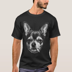 Hund raucht Zigarette lustiger Chihuahua-Meme vint T-Shirt