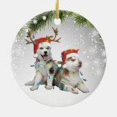 Hund Reindee Siberisches Husky-Eiskschuksha-Welpen Keramik Ornament (Hinten)