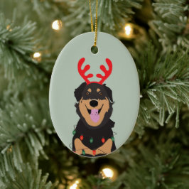 Hund Reindeer Happy Pawlidays Keramik Ornament
