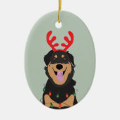 Hund Reindeer Happy Pawlidays Keramik Ornament (Vorne)