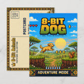 Hund, Retro-8-Bit-Pixelkunst Postkarte (Vorne/Hinten)