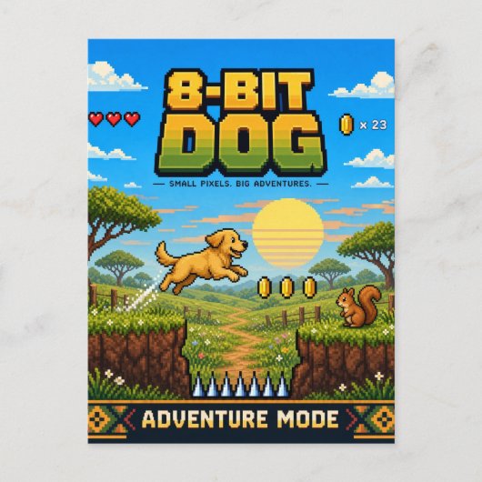 Hund, Retro-8-Bit-Pixelkunst Postkarte (Vorderseite)