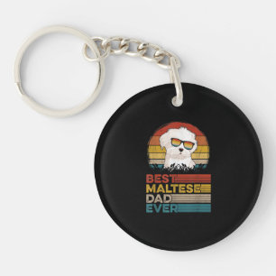 Hund  Retro Vintager bester maltesischer Vater je Schlüsselanhänger
