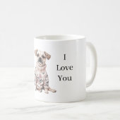 Hund Rosa Blumenpullover Ich liebe dich (Welpenlie Kaffeetasse (VorderseiteRechts)