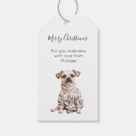 Hund Rosa Floral Weihnachten Geschenkanhänger