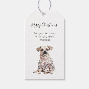 Hund Rosa Floral Weihnachten Geschenkanhänger