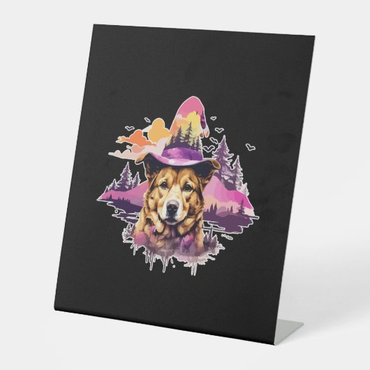 Hund rosa Halloween 2 Sockelschild (Vorderseite)