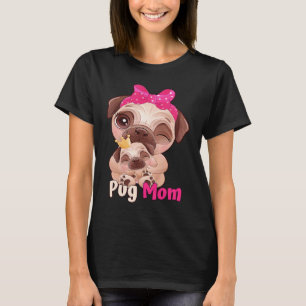 Hund Rosa Schleife Süße Mops-Mama T-Shirt