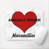Hund rotes Herz mit Namen Mousepad (Mit Mouse)