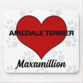Hund rotes Herz mit Namen Mousepad (Vorne)