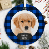 Hund Rustic Red Kariert Christmas Puppy Pet Foto M Ornament Aus Metall