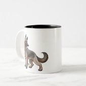 Hund Saddle Brown und Schwarz Zweifarbige Tasse (Vorderseite Links)