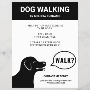 Hund sagt Gehen? - Schwarz-Weiß-Hundeführer Flyer