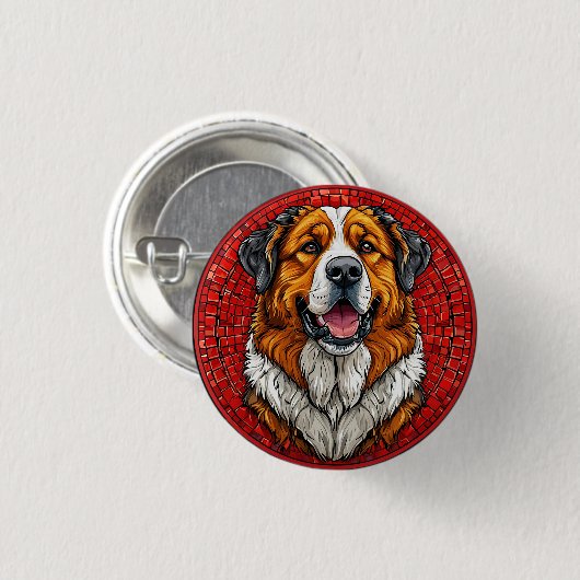 Hund Saint Bernard Button (Vorne & Hinten)