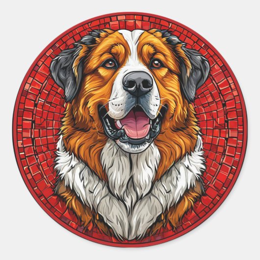 Hund Saint Bernard Runder Aufkleber (Vorderseite)