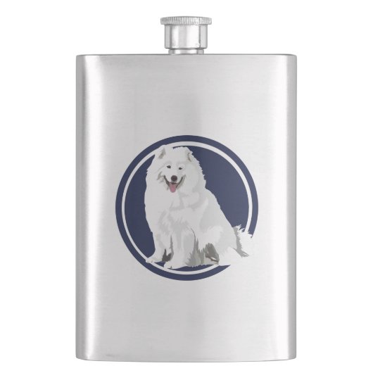 Hund samoyed flachmann (Vorderseite)