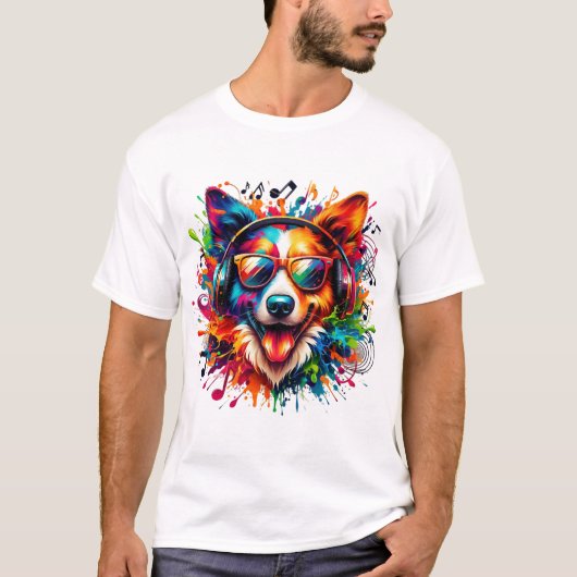 Hund schlägt bunt T-Shirt (Vorderseite)
