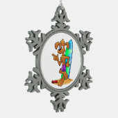 HUND SCHNEEFLOCKEN Zinn-Ornament (Links)