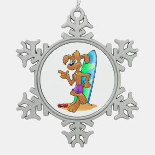 HUND SCHNEEFLOCKEN Zinn-Ornament
