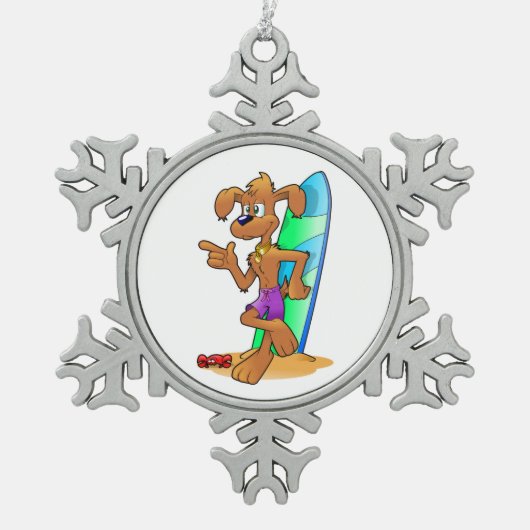 HUND SCHNEEFLOCKEN Zinn-Ornament (Vorderseite)
