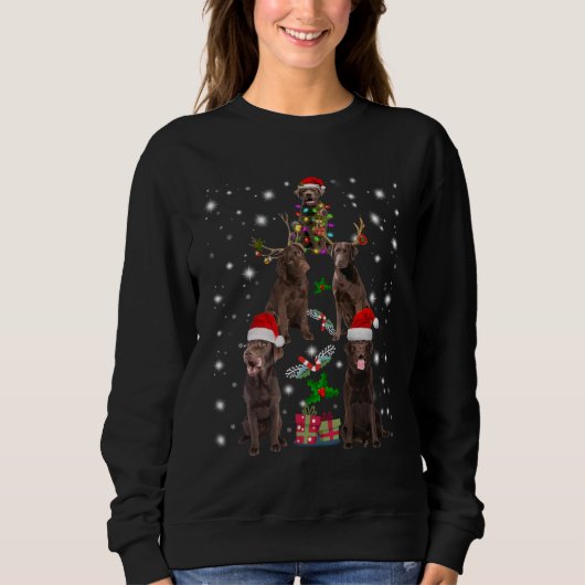 Hund| Schokolade Labrador Weihnachtsbaum Sweatshirt (Vorderseite)