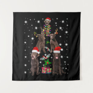 Hund Schokolade Labrador Weihnachtsbaum Wandteppich