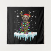 Hund| Schokolade Labrador Weihnachtslicht Wandteppich (Vorderseite)