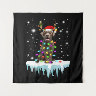 Hund Schokolade Labrador Weihnachtslicht Wandteppich