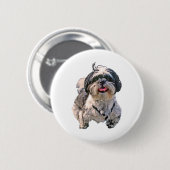 Hund Shih Tzu Button (Vorne & Hinten)