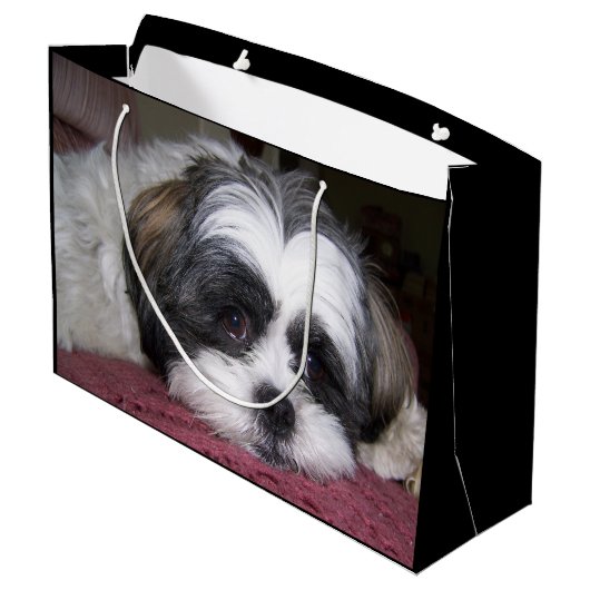 Hund Shih Tzu Große Geschenktüte (Rückseite Schrägansicht)