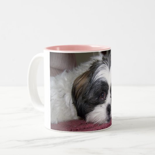 Hund Shih Tzu Zweifarbige Tasse (Vorderseite Links)