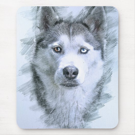 Hund Siberischer Husky Zeichnend Schlittenhund Ott Mousepad (Vorne)
