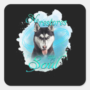 Hund Sibirischer Husky-Hund restauriert mein Sou Quadratischer Aufkleber
