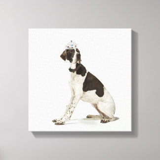Hund sitzend mit einem Tiara auf dem Kopf Leinwanddruck