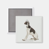 Hund sitzend mit einem Tiara auf dem Kopf Magnet (Vorderseite/Rückseite)