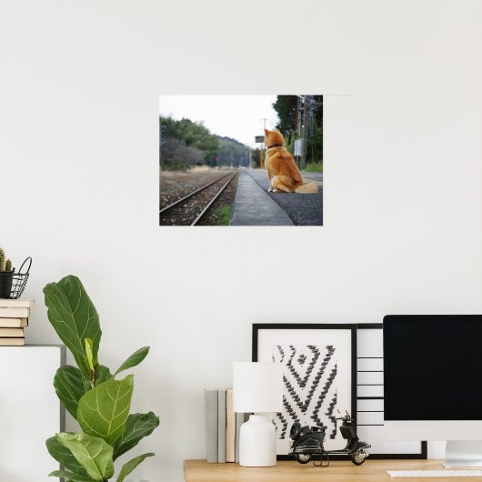 Hund sitzt am Bahnhof Poster (Heimbüro)