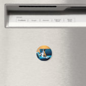 Hund sitzt auf einem Stuhl Magnet (In Situ (Geschirrspüler))