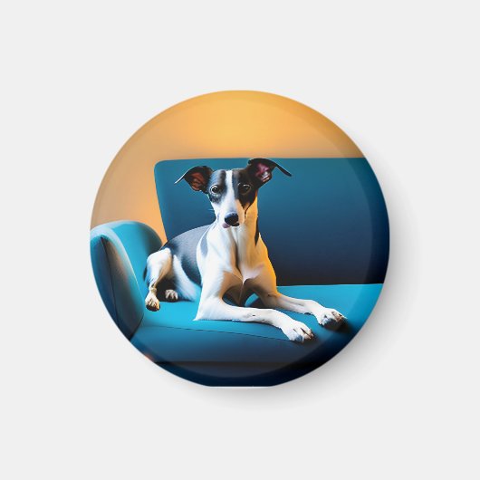 Hund sitzt auf einem Stuhl Magnet (Vorne)