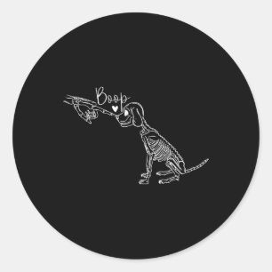 Hund Skeleton Hand Boop Halloween Welpen Hund Love Runder Aufkleber