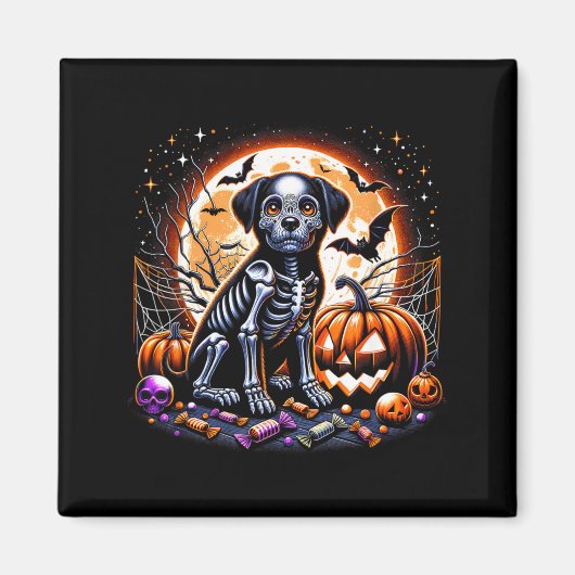 Hund-Skelett Halloween Magnet (Vorne)
