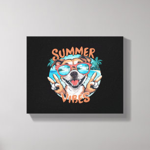 Hund Sommer Stimmung mit Ozean Urlaub Gefühl Leinwanddruck