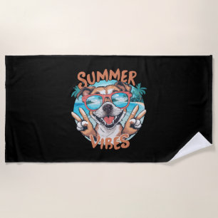 Hund Sommer Stimmung mit Ozean Urlaub Gefühl Strandtuch