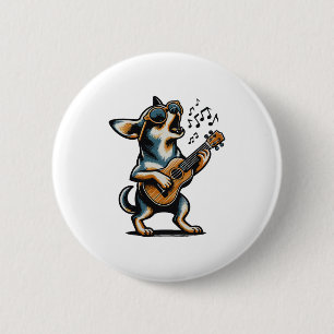 Hund spielt Gitarre singender Chihuahua Lustiger H Button