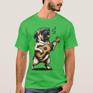 Hund spielt Gitarre singender Pug lustiger Pugfath T-Shirt