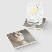Hund Steinuntersetzer (Seitenansicht)