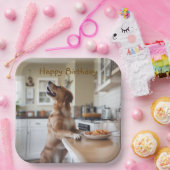 Hund stiehlt Essen Pappteller (Party)