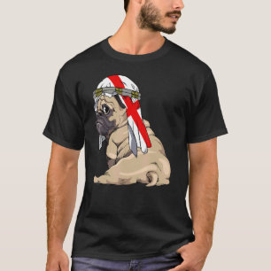 Hund Süß Mops Retro England-Flagge Stolz T-Shirt
